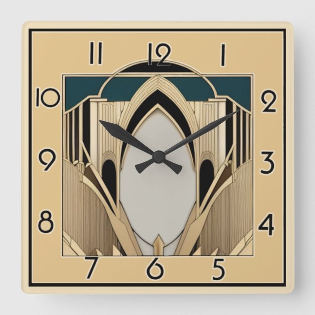 Relógio Quadrado Art Deco (Frente)