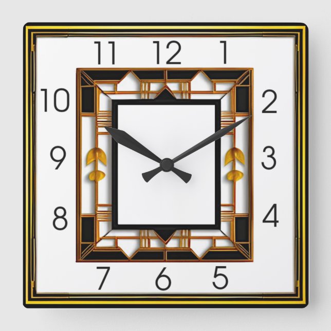 Relógio Quadrado Art Deco (Frente)