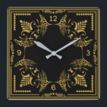 Relógio Quadrado Art Deco<br><div class="desc">design de relógio deco com excelente. Você vai adorar como os outros. Esteja livre para usar este design para outro produto ou para personalizar e adicionar seu texto. Siga-me para mais. Obrigado. Tenha um bom dia.</div>