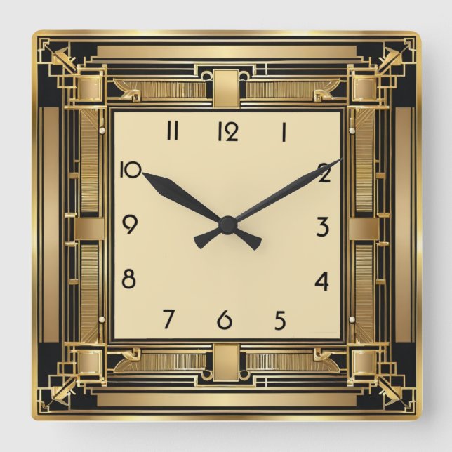 Relógio Quadrado Art Deco (Frente)