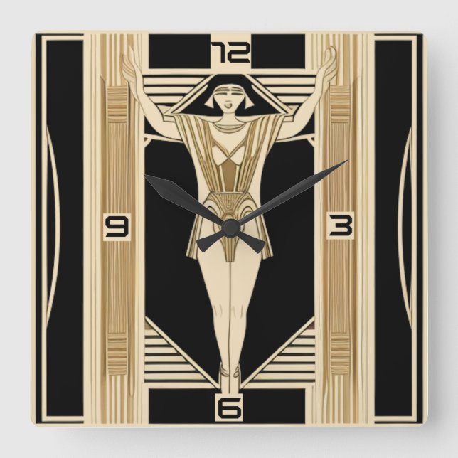 Relógio Quadrado Art Deco (Frente)
