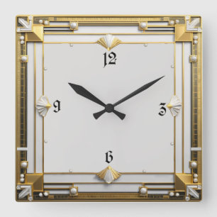 Relógio Quadrado Art Deco