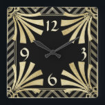 Relógio Quadrado Art Deco<br><div class="desc">Deco de Arte Preta e Dourada Está na hora de mostrar sua arte favorita, fotos e texto com um relógio personalizado de parede redonda do Zazzle. Disponíveis em dois tamanhos, este relógio de parede é impresso com cores vibrantes através do processo de impressão AcryliPrint®HD para garantir a qualidade de qualquer...</div>