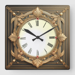 Relógio Quadrado Art Deco