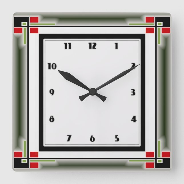 Relógio Quadrado Art Deco (Frente)