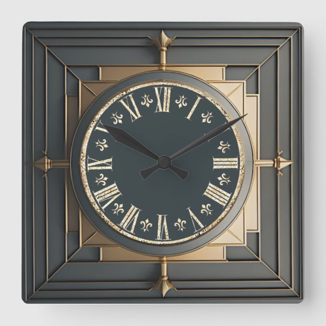 Relógio Quadrado Art Deco (Frente)