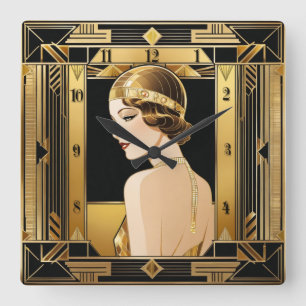 Relógio Quadrado Art Deco