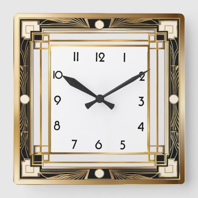 Relógio Quadrado Art Deco (Frente)