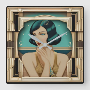 Relógio Quadrado Art Deco