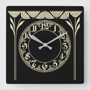 Relógio Quadrado Art Deco Black