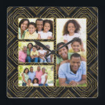 Relógio Quadrado Art Deco Black Black Add Your Family Photo Collage<br><div class="desc">O estilo Dourado e preto do instagrama estendeu o padrão de deco de colagem de fotos da família. Há 4 fotos que você pode mudar para suas próprias fotos da família. Três deles são de estilo paisagem, fazer-os perfeitos para fotos familiares extensas. 1920 preto e ouro, rugindo a arte dos...</div>