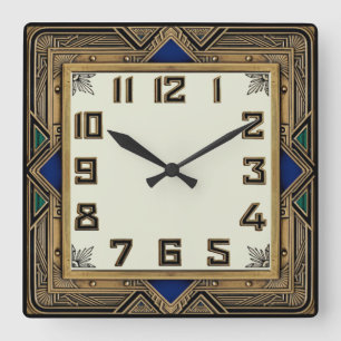 Relógio Quadrado Art Deco Bronze