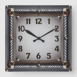 Relógio Quadrado Art Deco Cinza
