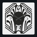 Relógio Quadrado Art Deco Clock<br><div class="desc">legal relógio do estilo Art Deco em preto elegante</div>
