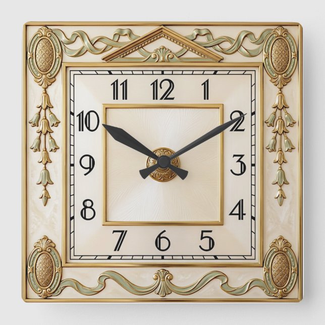 Relógio Quadrado Art Deco Deluxe (Frente)