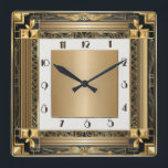 Relógio Quadrado Art Deco Dourado<br><div class="desc">design de relógio do excelente. Você vai adorar como os outros. Esteja livre para usar este design para outro produto que você quiser ou para personalizar e adicionar seu texto. Siga-me para mais. Obrigado. Tenha um bom dia.</div>