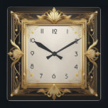 Relógio Quadrado Art Deco Dourado<br><div class="desc">design de relógio do excelente. Você vai adorar como os outros. Esteja livre para usar este design para outro produto que você quiser ou para personalizar e adicionar seu texto. Siga-me para mais. Obrigado. Tenha um bom dia.</div>