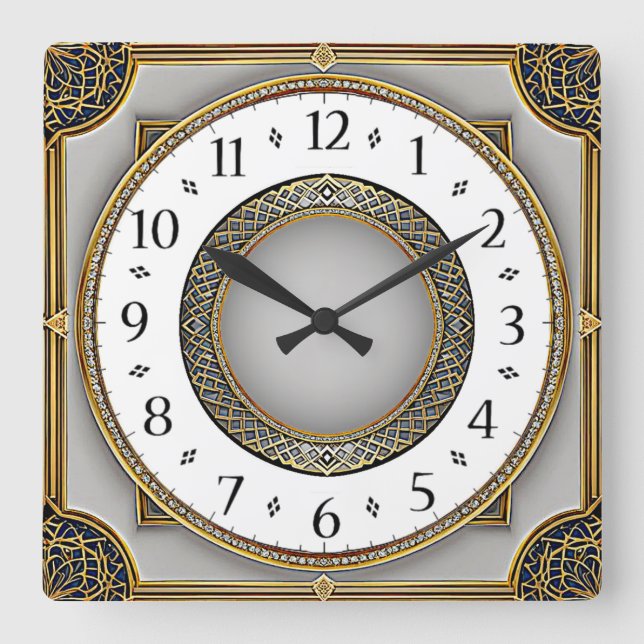 Relógio Quadrado Art Deco Elegant (Frente)