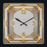 Relógio Quadrado Art Deco Elegant Gold<br><div class="desc">Great clock design. You will love it like others. Be free to use this design for other product you like or to customize and add your text. Follow me for more. Thank you. Have a nice day.</div>