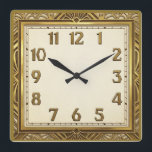 Relógio Quadrado Art Deco Elegant Gold<br><div class="desc">Great clock design. You will love it like others. Be free to use this design for other product you like or to customize and add your text. Follow me for more. Thank you. Have a nice day.</div>