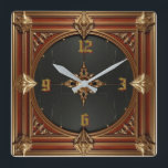 Relógio Quadrado Art Deco Elegant Red<br><div class="desc">Great clock design. You will love it like others. Be free to use this design for other product you like or to customize and add your text. Follow me for more. Thank you. Have a nice day.</div>