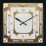 Relógio Quadrado Art Deco Elegante Branco e Dourado<br><div class="desc">design de relógio do excelente. Você vai adorar como os outros. Esteja livre para usar este design para outro produto que você quiser ou para personalizar e adicionar seu texto. Siga-me para mais. Obrigado. Tenha um bom dia.</div>