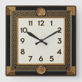 Relógio Quadrado Art Deco Elegante Preto