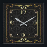Relógio Quadrado Art Deco elegante preto e ouro<br><div class="desc">design de relógio do excelente. Você vai adorar como os outros. Esteja livre para usar este design para outro produto que você quiser ou para personalizar e adicionar seu texto. Siga-me para mais. Obrigado. Tenha um bom dia.</div>