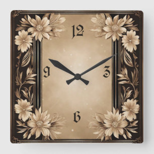 Relógio Quadrado Art Deco Flower