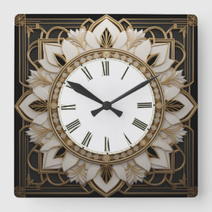 Relógio Quadrado Art Deco Flower
