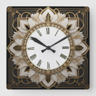 Relógio Quadrado Art Deco Flower