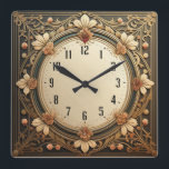 Relógio Quadrado Art Deco Flowers<br><div class="desc">design de relógio do excelente. Você vai adorar como os outros. Esteja livre para usar este design para outro produto que você quiser ou para personalizar e adicionar seu texto. Siga-me para mais. Obrigado. Tenha um bom dia.</div>