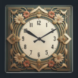Relógio Quadrado Art Deco Flowers<br><div class="desc">design de relógio do excelente. Você vai adorar como os outros. Esteja livre para usar este design para outro produto que você quiser ou para personalizar e adicionar seu texto. Siga-me para mais. Obrigado. Tenha um bom dia.</div>