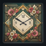 Relógio Quadrado Art Deco Flowers<br><div class="desc">design de relógio do excelente. Você vai adorar como os outros. Esteja livre para usar este design para outro produto que você quiser ou para personalizar e adicionar seu texto. Siga-me para mais. Obrigado. Tenha um bom dia.</div>