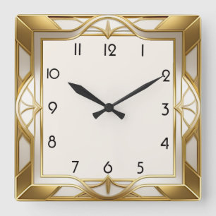 Relógio Quadrado Art Deco gold
