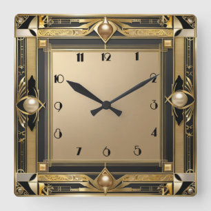 Relógio Quadrado Art Deco gold
