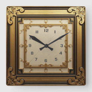 Relógio Quadrado Art Deco gold
