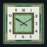 Relógio Quadrado Art Deco Green<br><div class="desc">Great clock design. You will love it like others. Be free to use this design for other product you like or to customize and add yoru text. Follow me for more. Thank you. Have a nice day.</div>