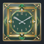 Relógio Quadrado Art Deco Green<br><div class="desc">design de relógio do excelente. Você vai adorar como os outros. Esteja livre para usar este design para outro produto que você quiser ou para personalizar e adicionar seu texto. Siga-me para mais. Obrigado. Tenha um bom dia.</div>