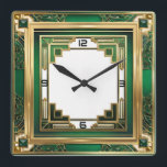Relógio Quadrado Art Deco Green<br><div class="desc">design de relógio do excelente. Você vai adorar como os outros. Esteja livre para usar este design para outro produto que você quiser ou para personalizar e adicionar seu texto. Siga-me para mais. Obrigado. Tenha um bom dia.</div>