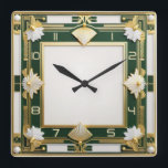 Relógio Quadrado Art Deco Green<br><div class="desc">design de relógio do excelente. Você vai adorar como os outros. Esteja livre para usar este design para outro produto que você quiser ou para personalizar e adicionar seu texto. Siga-me para mais. Obrigado. Tenha um bom dia.</div>