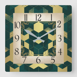 Relógio Quadrado Art Deco Green