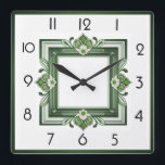 Relógio Quadrado Art Deco Green<br><div class="desc">design de relógio do excelente. Você vai adorar como os outros. Esteja livre para usar este design para outro produto que você quiser ou para personalizar e adicionar seu texto. Siga-me para mais. Obrigado. Tenha um bom dia.</div>