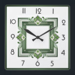 Relógio Quadrado Art Deco Green<br><div class="desc">design de relógio do excelente. Você vai adorar como os outros. Esteja livre para usar este design para outro produto que você quiser ou para personalizar e adicionar seu texto. Siga-me para mais. Obrigado. Tenha um bom dia.</div>