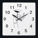 Relógio Quadrado Art Deco Lady segurando vidro de champanhe<br><div class="desc">Vintage Art Deco Lady's Hand Holding Champagne Glass - Vintage Advertising Art ========= Convites e acessórios personalizáveis com uma imagem de arte estilizada de publicidade, de vintage, de uma mão de uma dama segurando um copo de champanhe. Você pode personalizar esses produtos facilmente adicionando campos de texto, removendo campos de...</div>