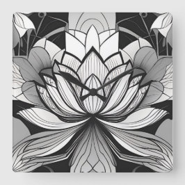 Relógio Quadrado Art Deco Lotus Clock