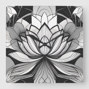 Relógio Quadrado Art Deco Lotus Clock