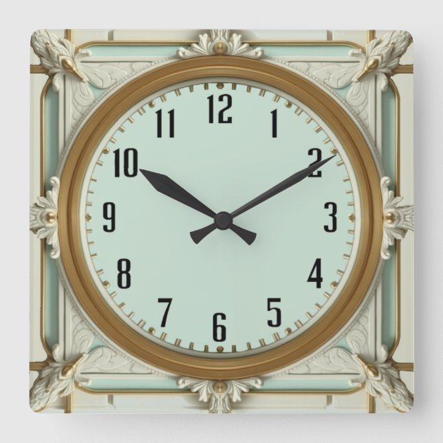 Relógio Quadrado Art Deco Mint (Frente)