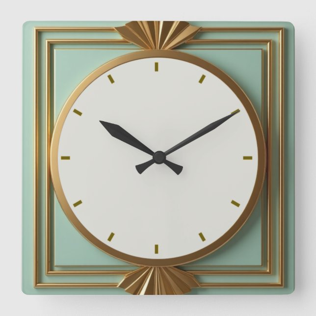 Relógio Quadrado Art Deco Mint (Frente)
