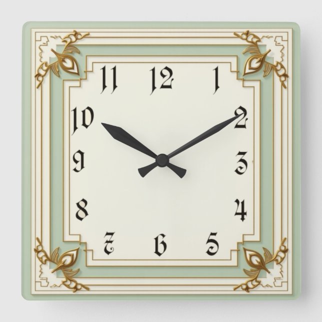 Relógio Quadrado Art Deco Mint (Frente)